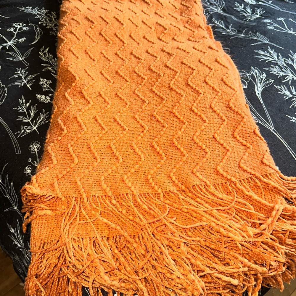 Orange Textured Throw Blanket